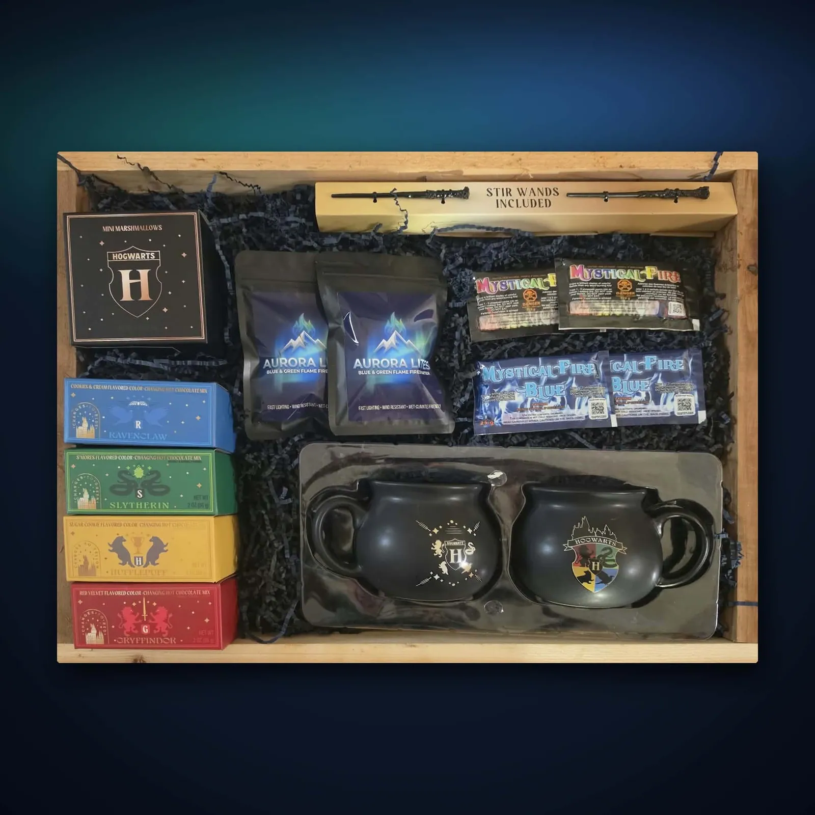 Cauldron Cocoa Crate gift set with cauldron mugs and cocoa