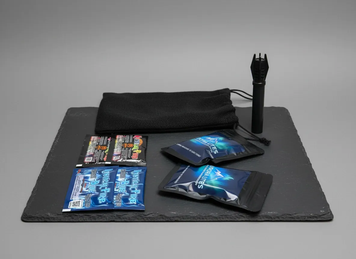 Aurora Lites Classic campfire kit with fire starters, color packets and torch lighter