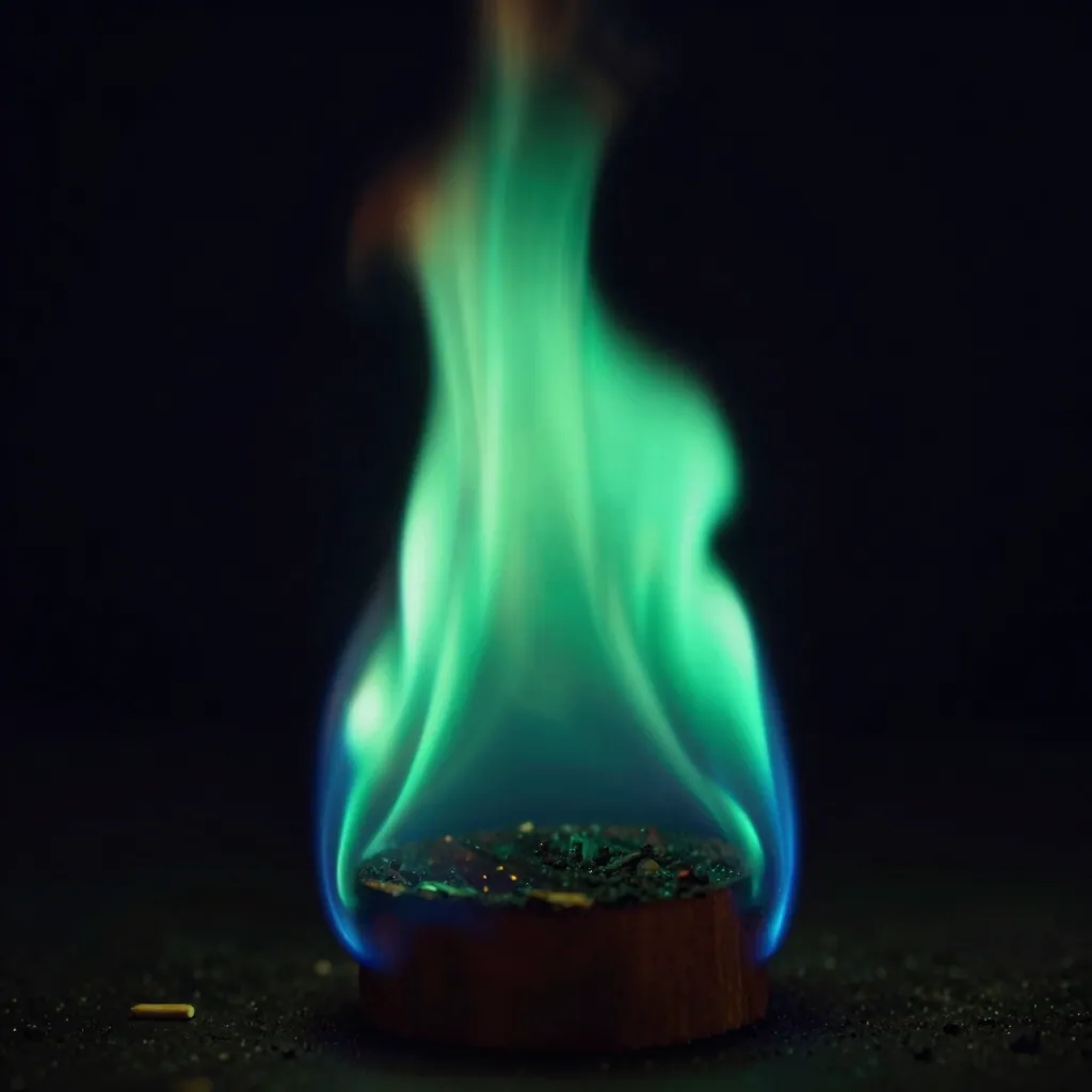 Aurora Lites firestarter igniting with a green and cyan flame